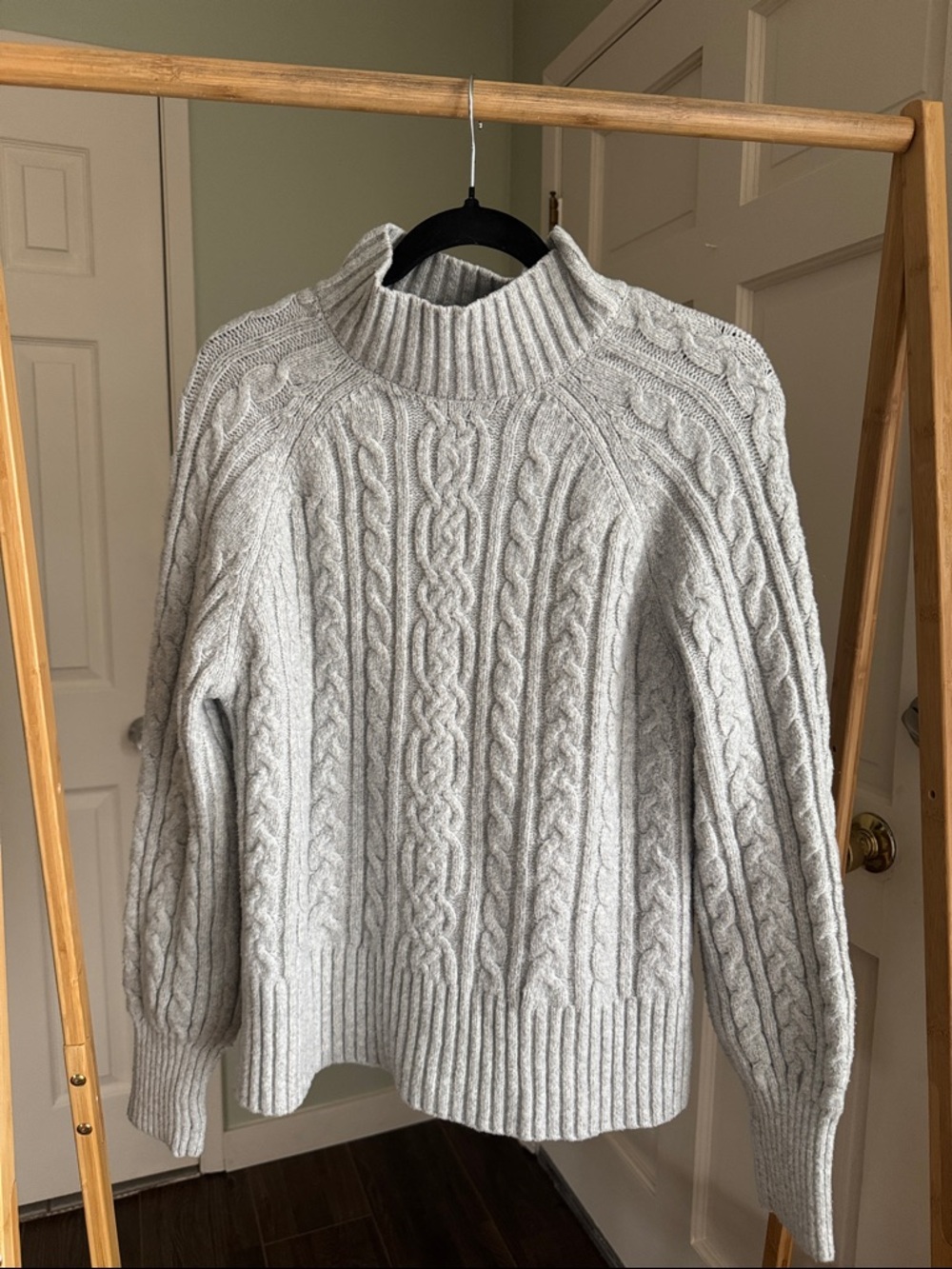 Rachel Zoe Light Gray Cable Knit Turtleneck Sweater